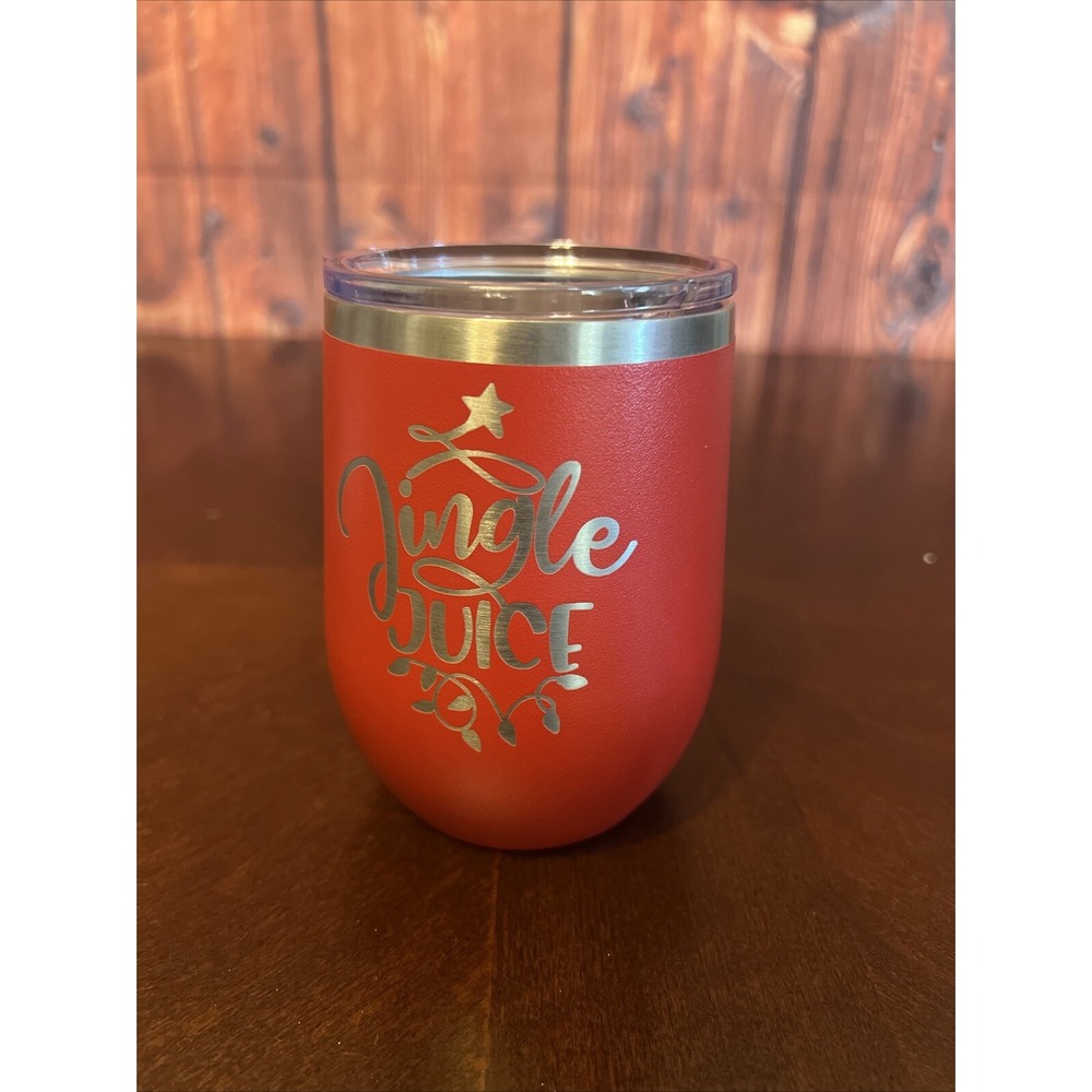 Christmas  Wine Tumbler W/Lid Jingle Juice 12Oz Stainless
